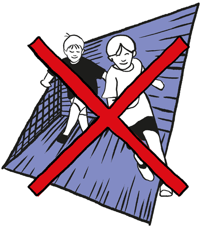 Rennen verboten - Durchgestrichenes Icon, das zwei rennende Kinder zeigt