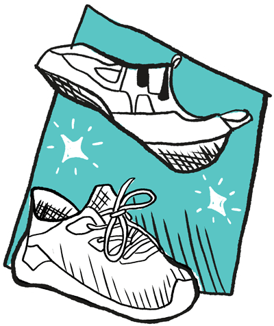 Trage saubere Hallenschuhe oder Boulderschuhe - Icon mit sauberen Schuhen darauf